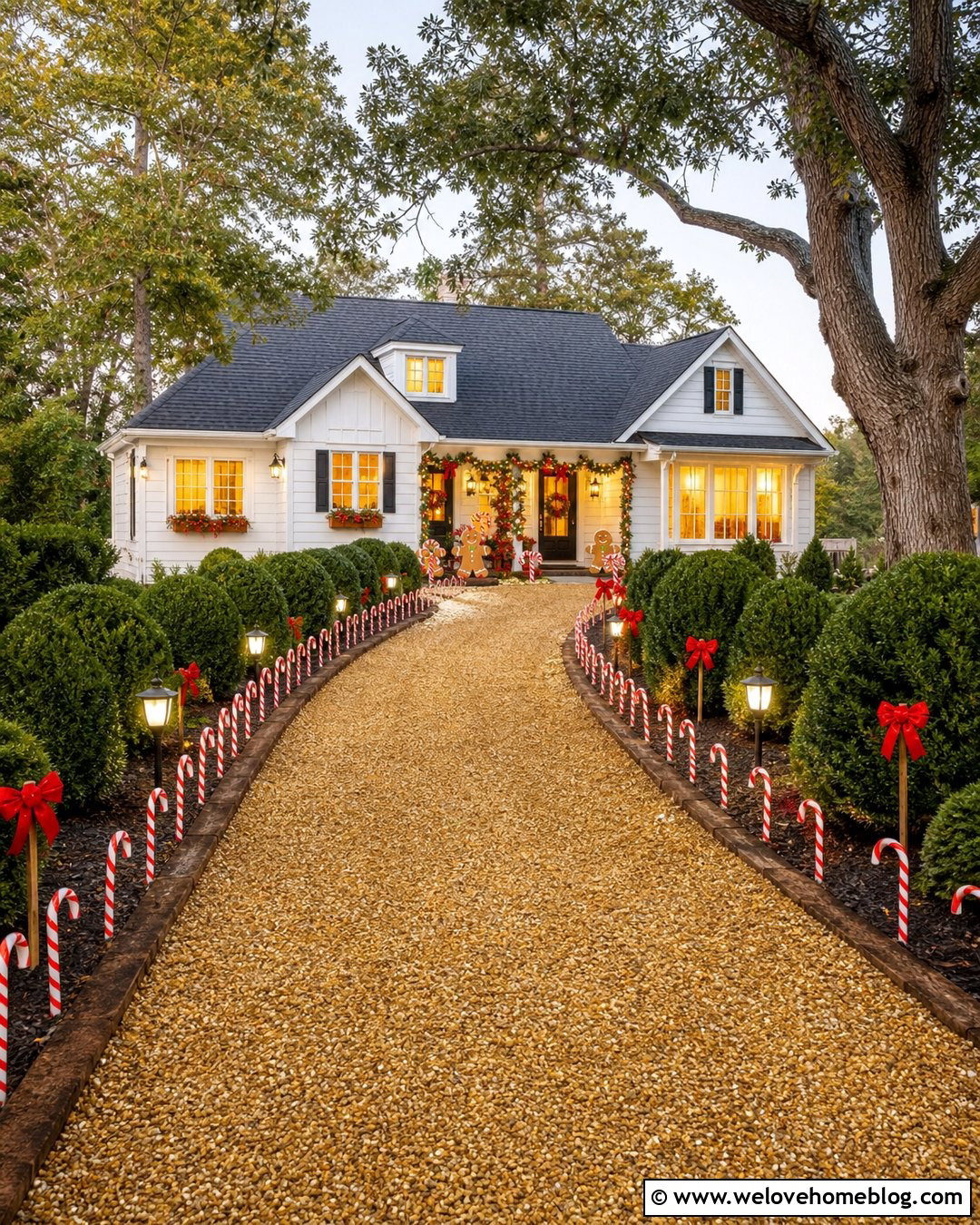Candy Cane Driveway With Gingerbread Accents - 20 Candy Cane Lined Driveway Ideas