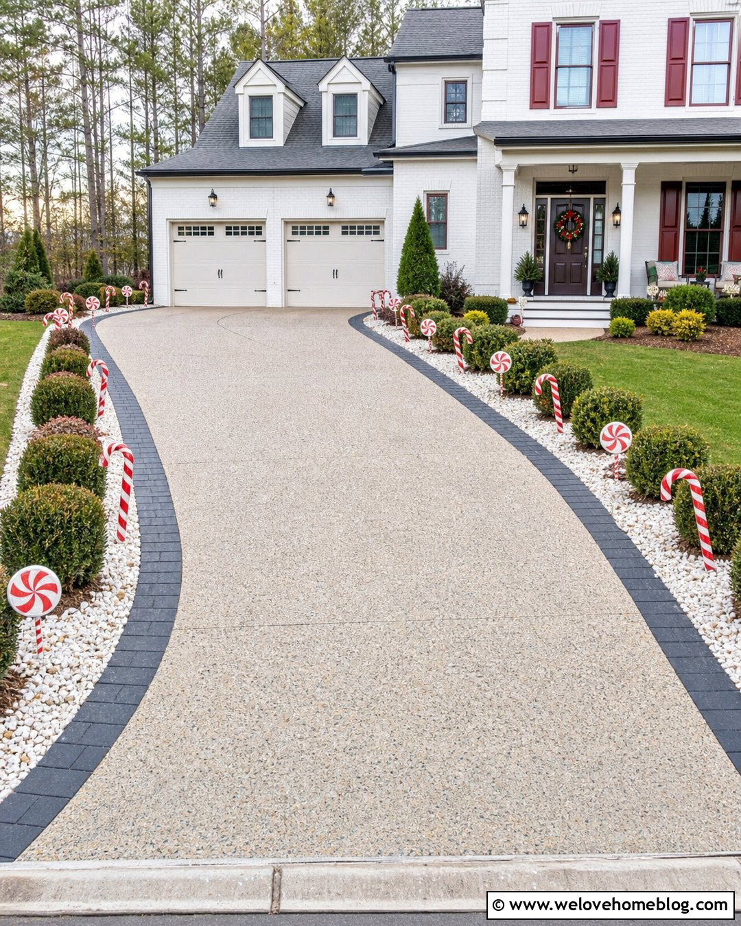 Candy Cane Driveway With Peppermint Path Lights - 20 Candy Cane Lined Driveway Ideas