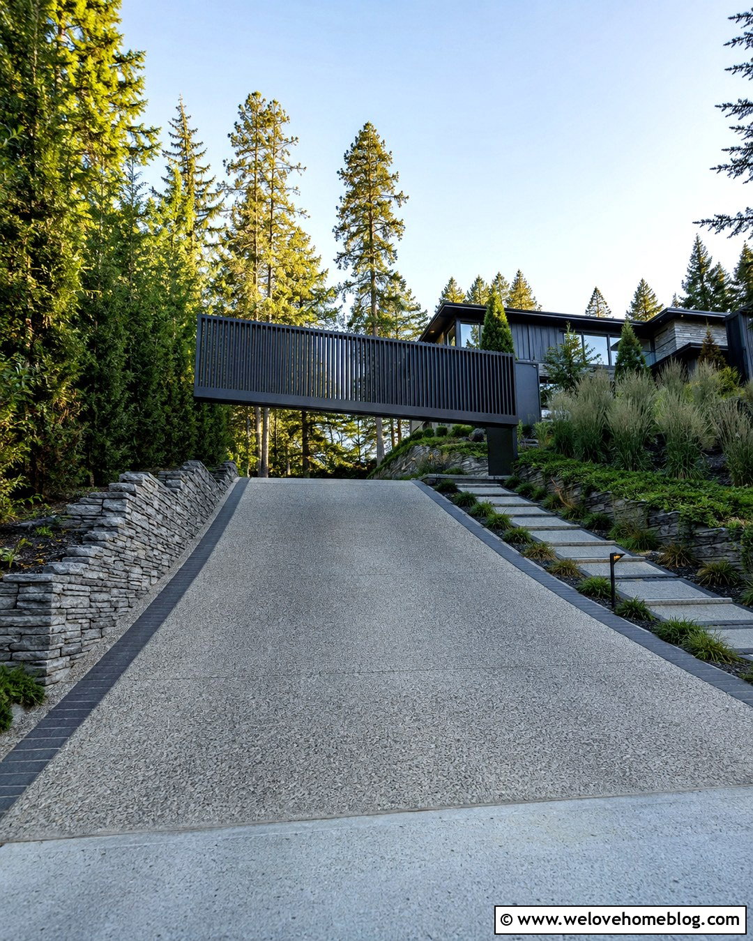 Cantilever Automatic Gate for Sloped Driveway - 20 driveway automatic gate ideas