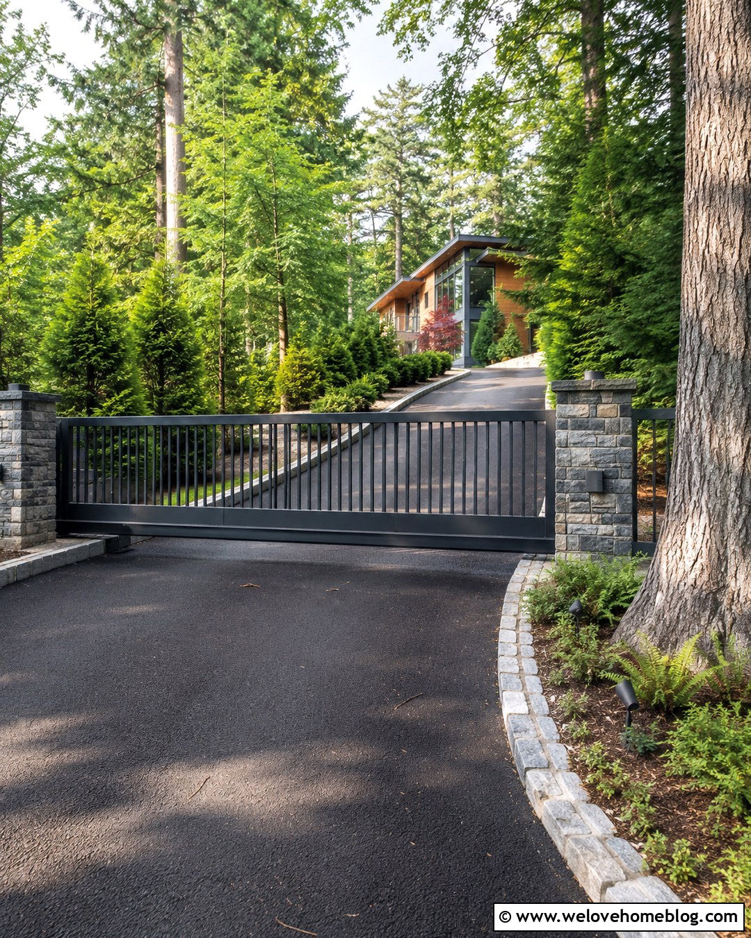 Cantilever Driveway Gate For A Sloped Entrance - 20 Choosing A Driveway Gate Ideas
