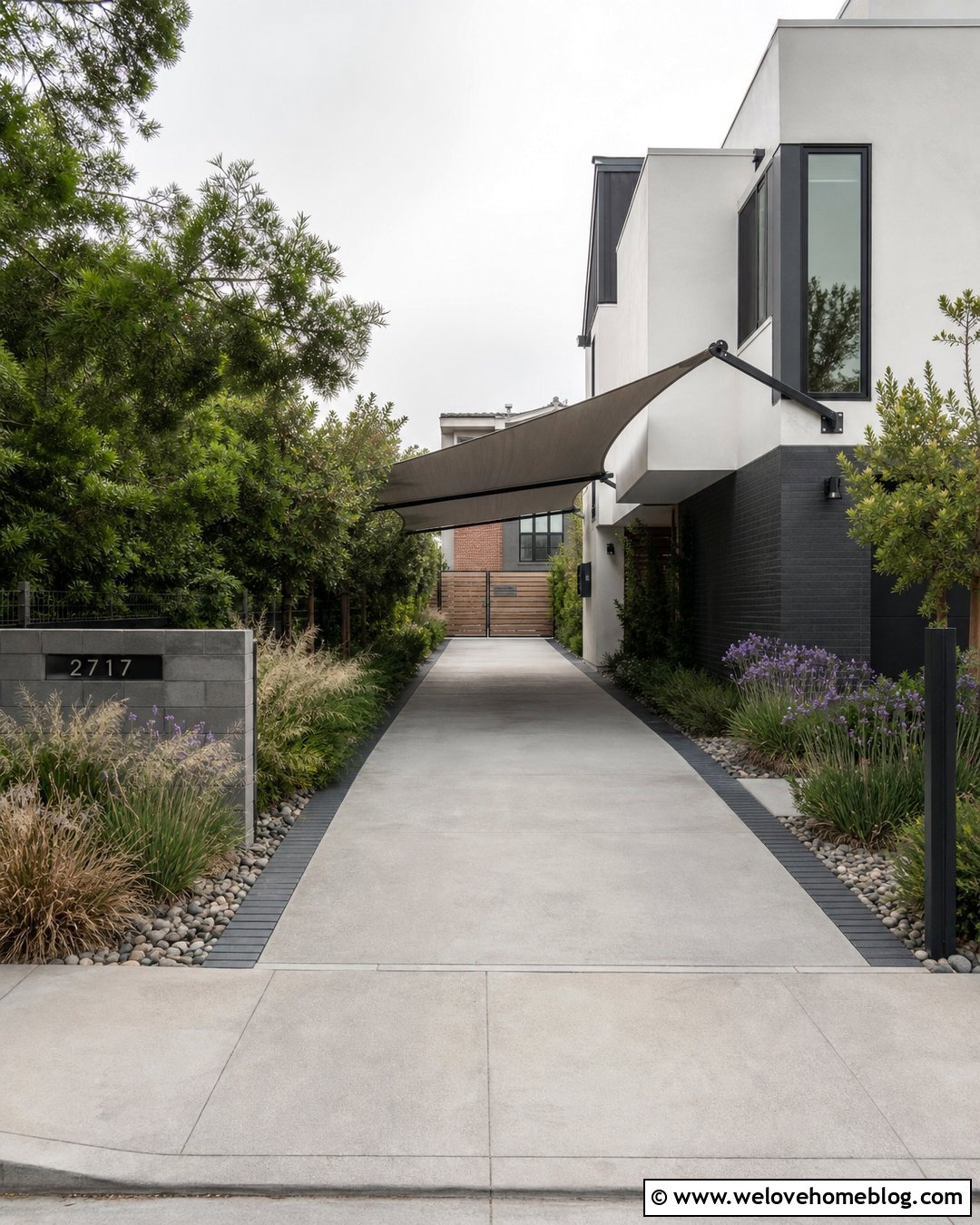 Cantilever Shade Sail Over Narrow Driveway - 20 Shade For Driveway Ideas