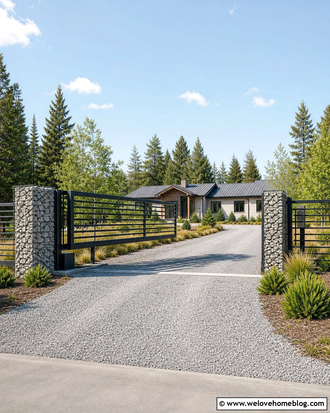 Cantilever Sliding Gate With Gravel Driveway - 35 sliding gate driveway ideas