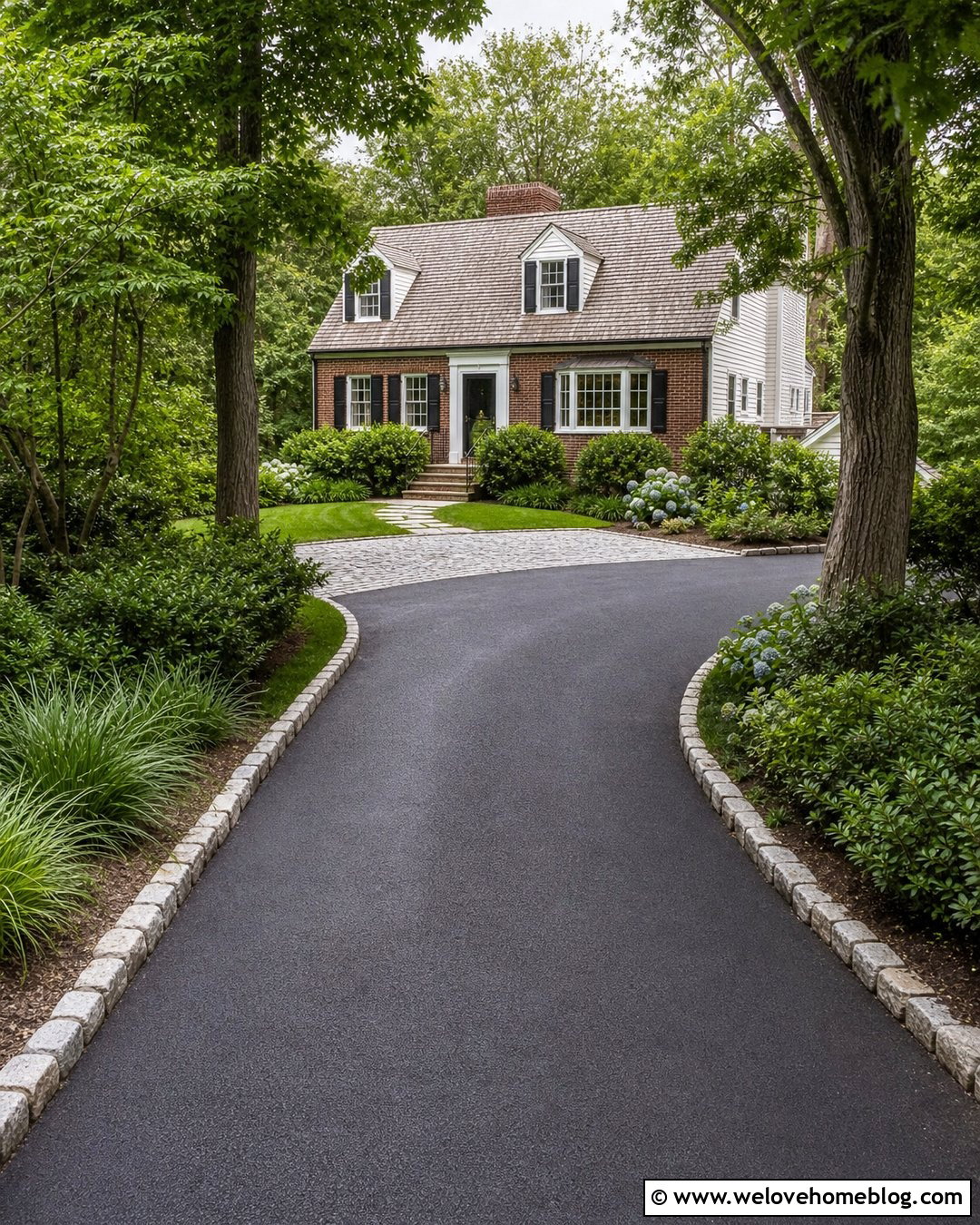 Cape Cod Curved Driveway With Natural Stone Edging - 20 Cape Cod Driveway Ideas