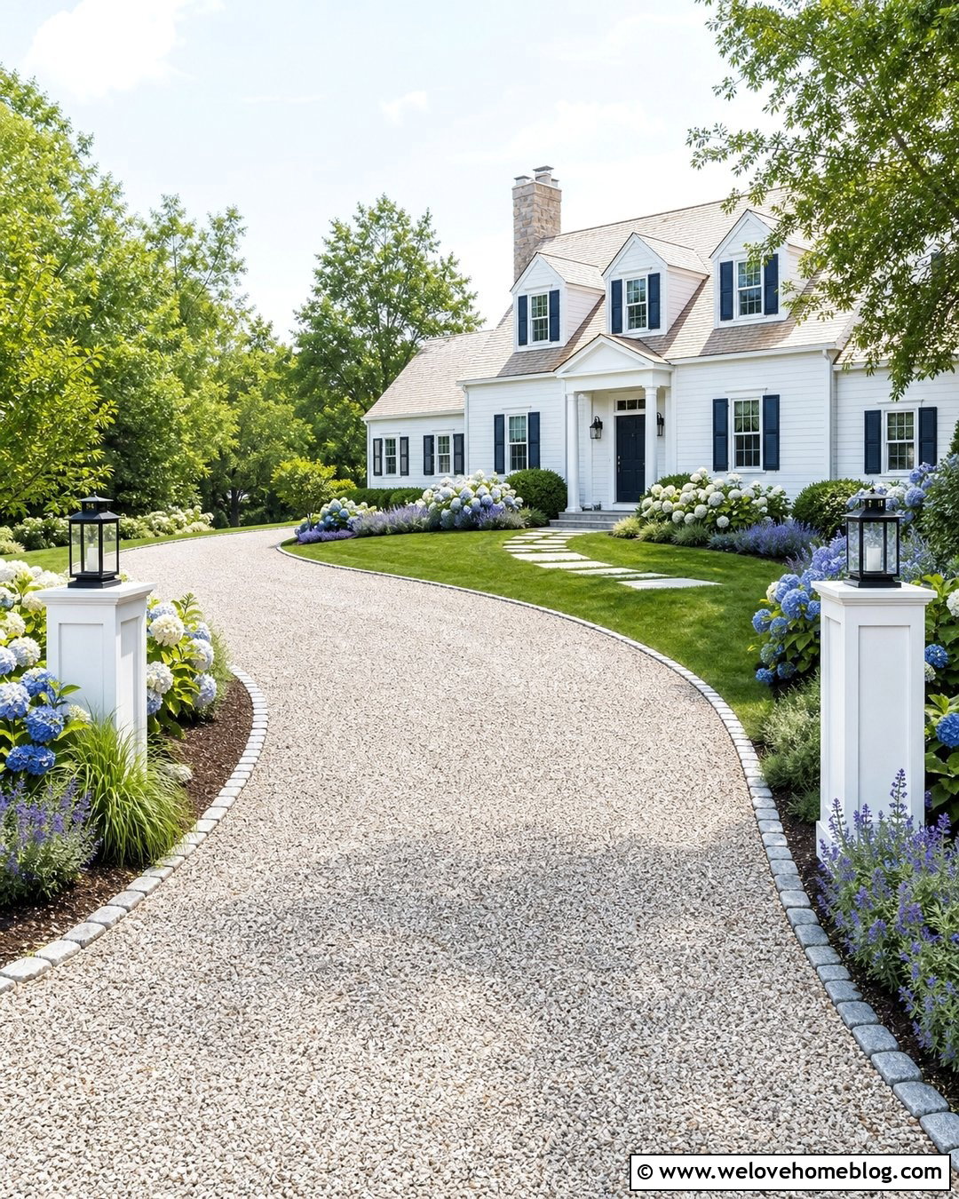 Cape Cod Driveway Entry With Hydrangeas - 30 driveway entry ideas
