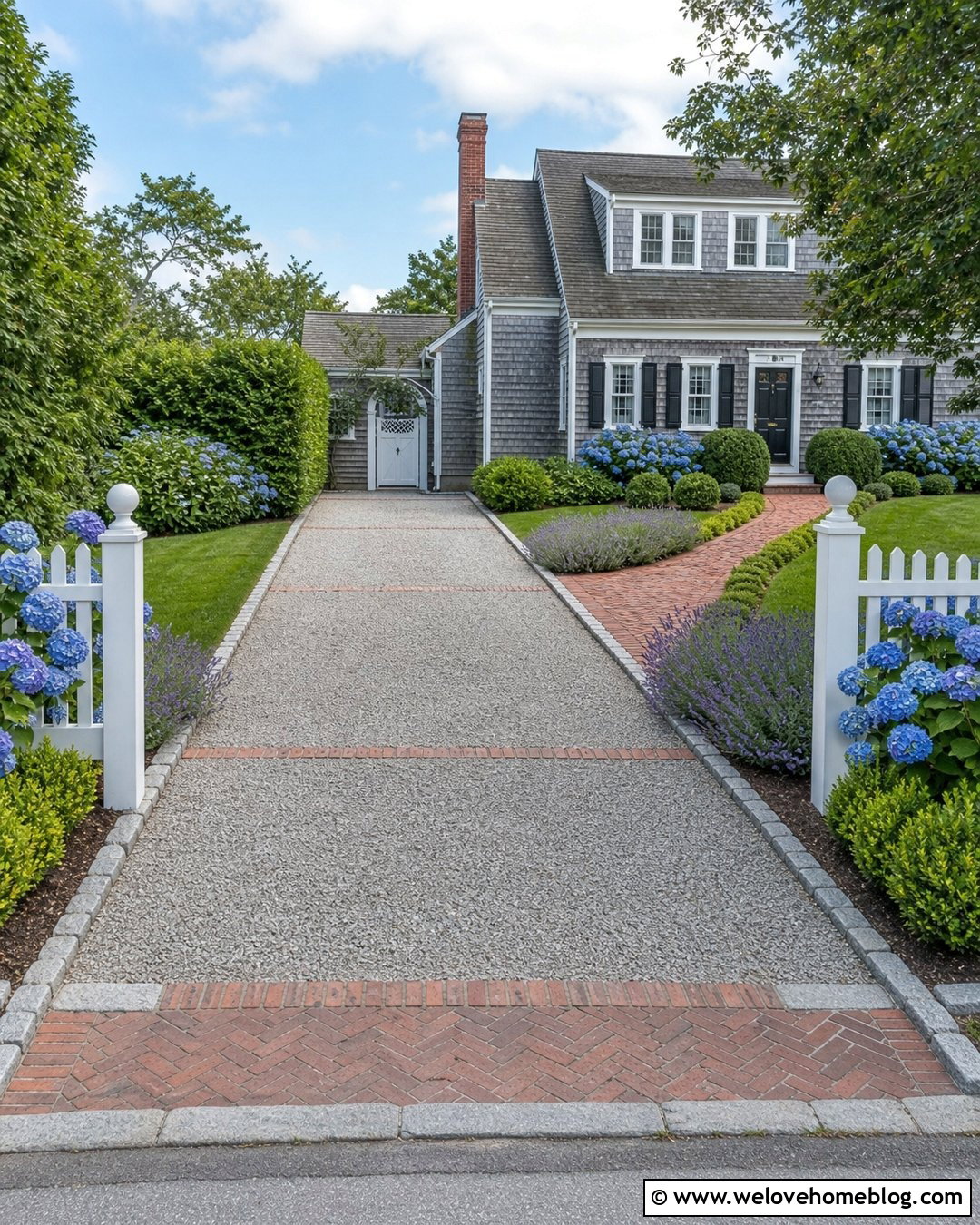 Cape Cod Gravel Driveway With Brick Ribbon - 20 Cape Cod Driveway Ideas