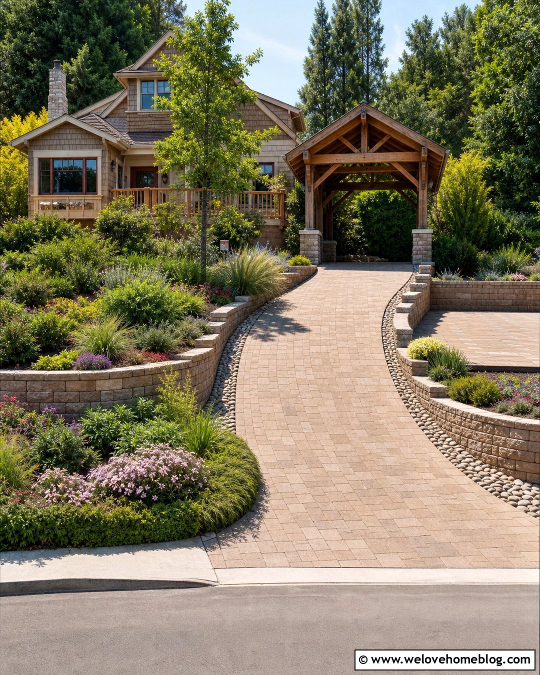 Carport With Tiered Garden Sloped Driveway - 20 carport sloped driveway ideas