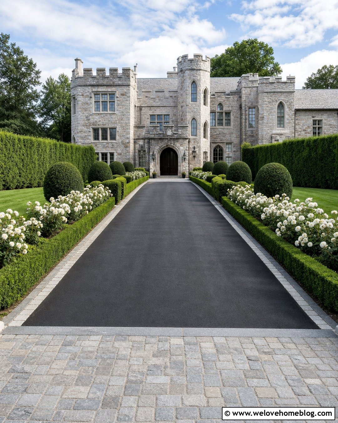 Castle Driveway With Formal Hedges - 25 Castle Driveway Ideas