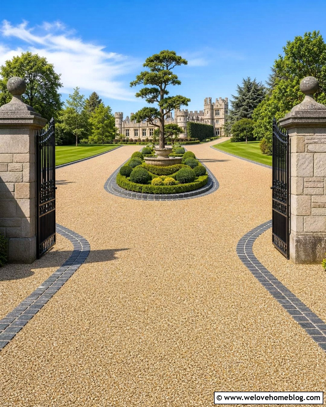 Castle Driveway With Split Entrance - 25 Castle Driveway Ideas