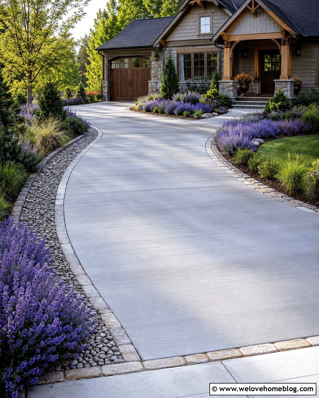 Catmint Beside a Curved Concrete Driveway - 20 plants next to driveway ideas