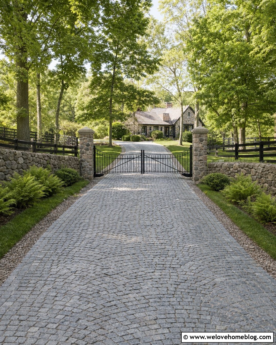 Cattle Gate With Cobblestone Driveway - 25 Driveway Cattle Gate Entrance Ideas