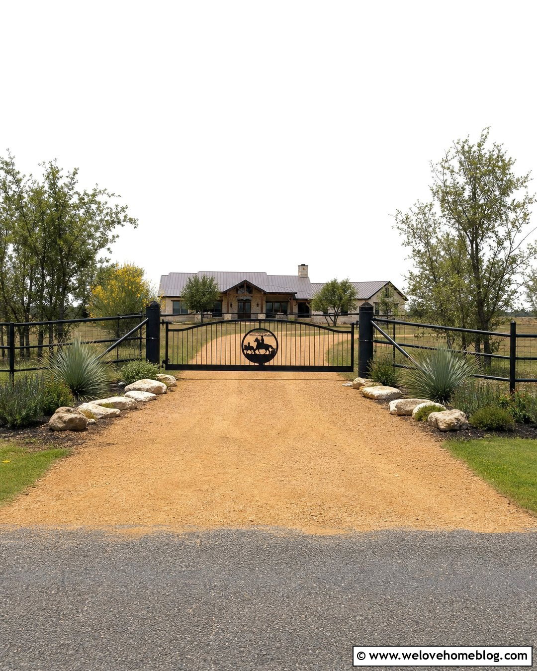 Cattle Gate With Metal Ranch Sign - 25 Driveway Cattle Gate Entrance Ideas