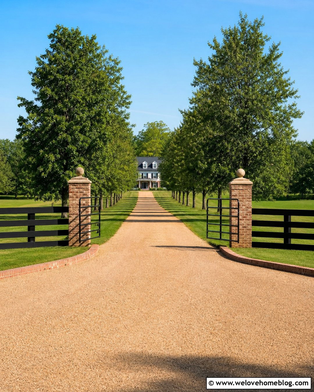 Cattle Gate With Tree Lined Driveway - 25 Driveway Cattle Gate Entrance Ideas