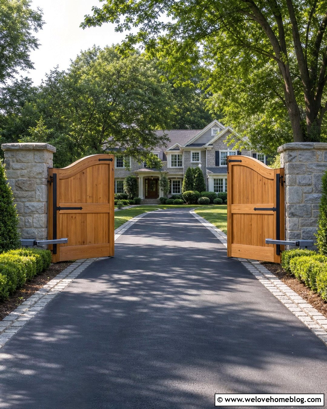 Cedar Double Swing Wooden Driveway Gate - 20 Wooden Driveway Gate With Automatic Opener Ideas