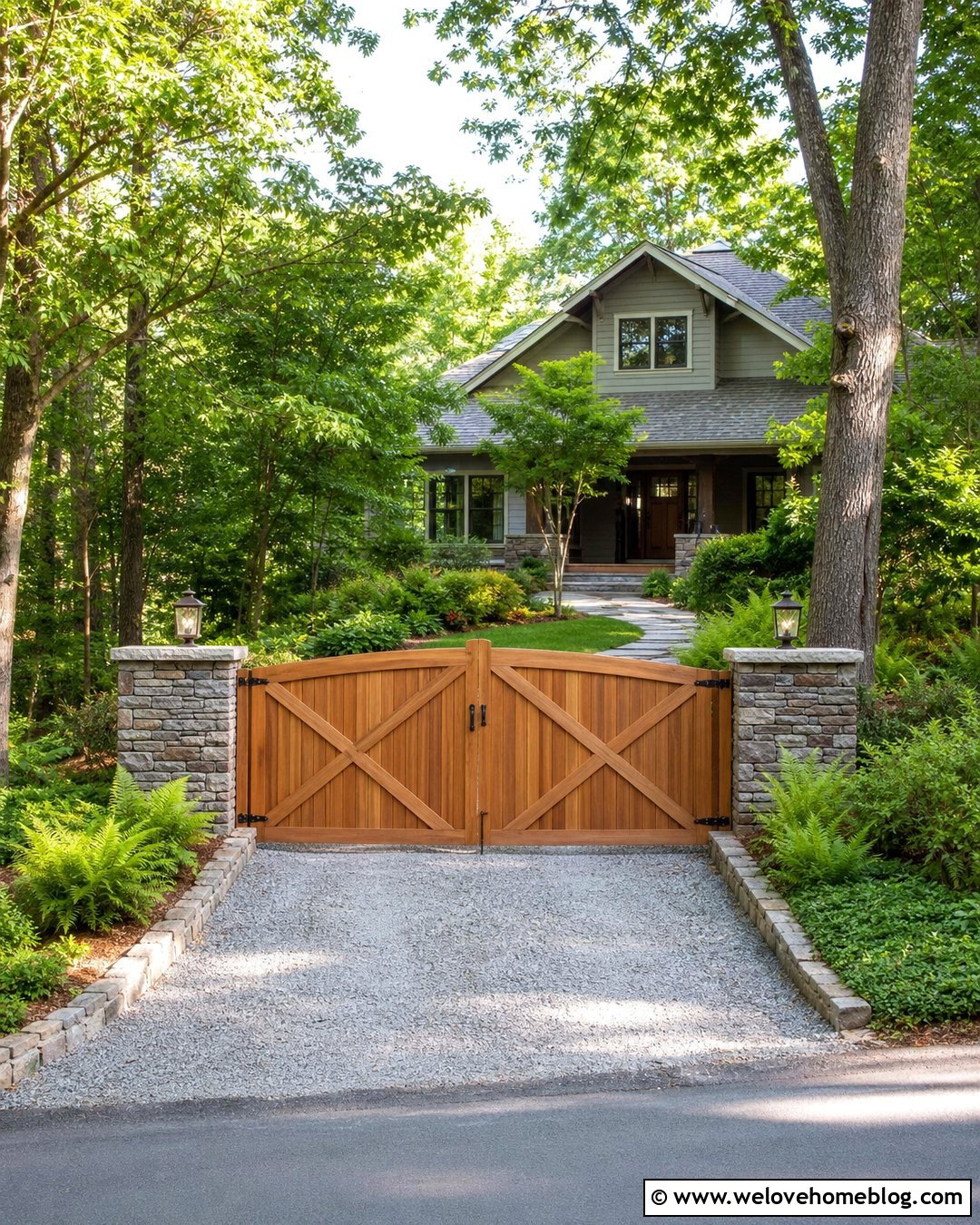 Cedar Driveway Gate With Gravel Driveway - 20 Entryway Gates Driveway Ideas