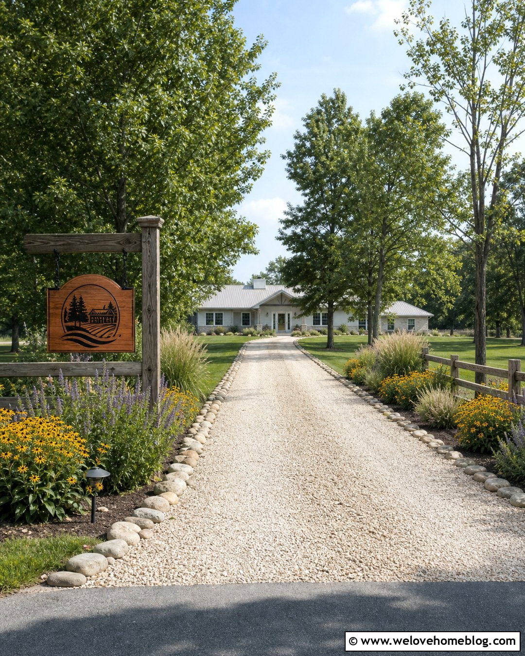 Cedar Farm Sign With Split Rail Driveway Entrance - 25 farm signs entrance driveways rustic ideas