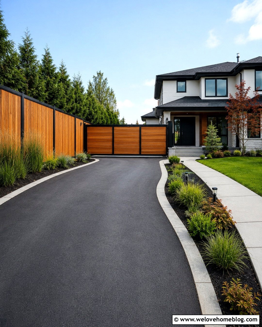 Cedar Privacy Driveway Fence And Gate - 20 Front Fences And Gates Driveways Ideas