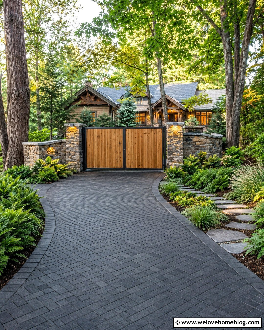 Cedar Privacy Driveway Gate - 20 Driveway Gate Ideas