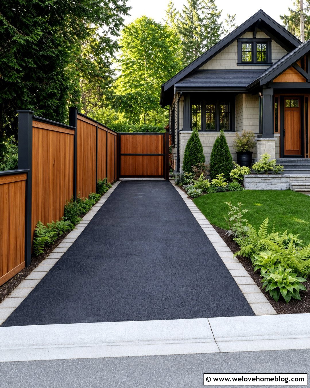 Cedar Privacy Fence Driveway - 25 Fence Driveway Ideas