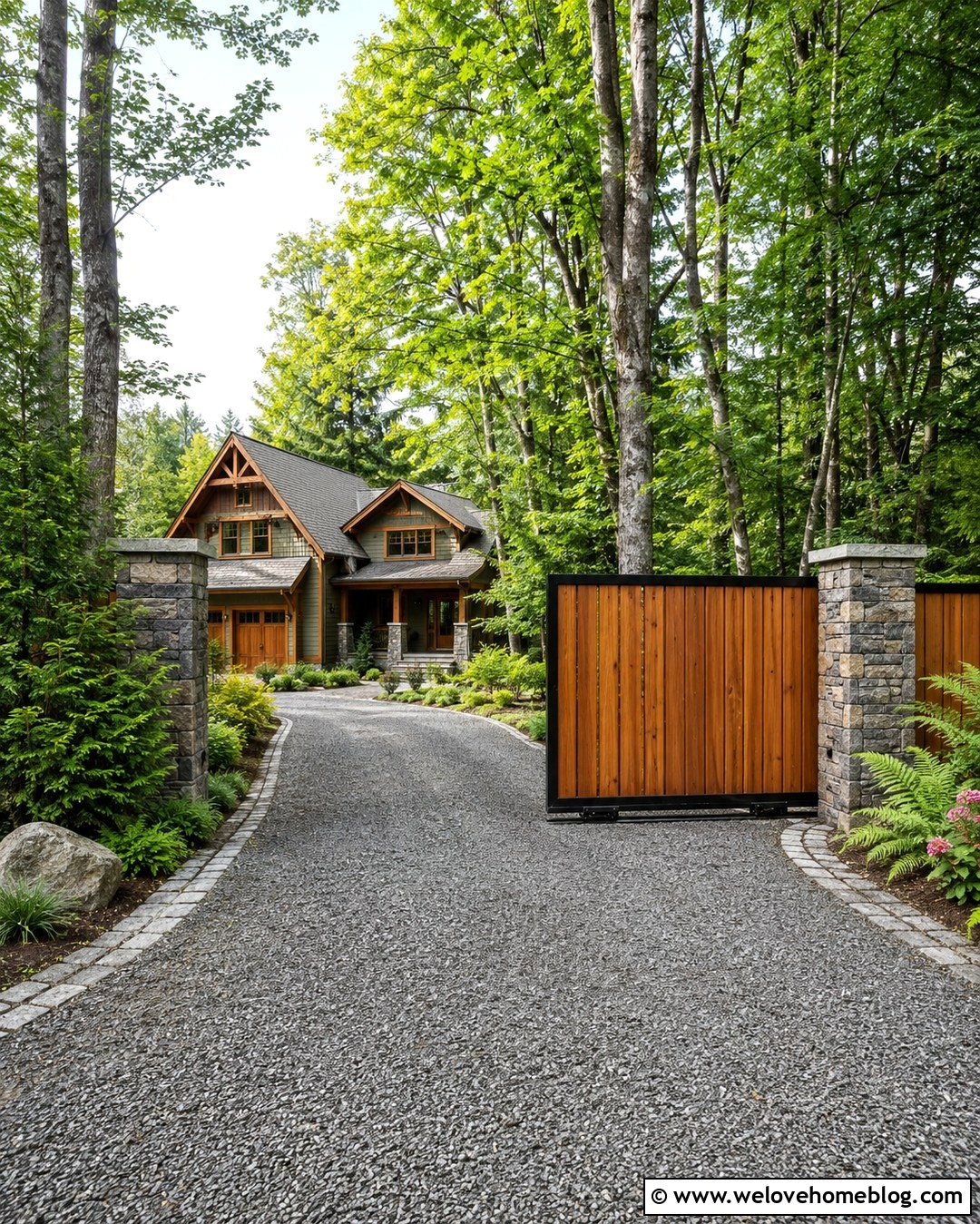 Cedar Privacy Sliding Gate - 20 driveway sliding gate ideas