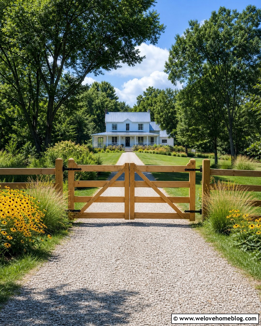 Cedar Split Rail Fence Gate With Gravel Driveway - 20 split rail fence driveway gate ideas