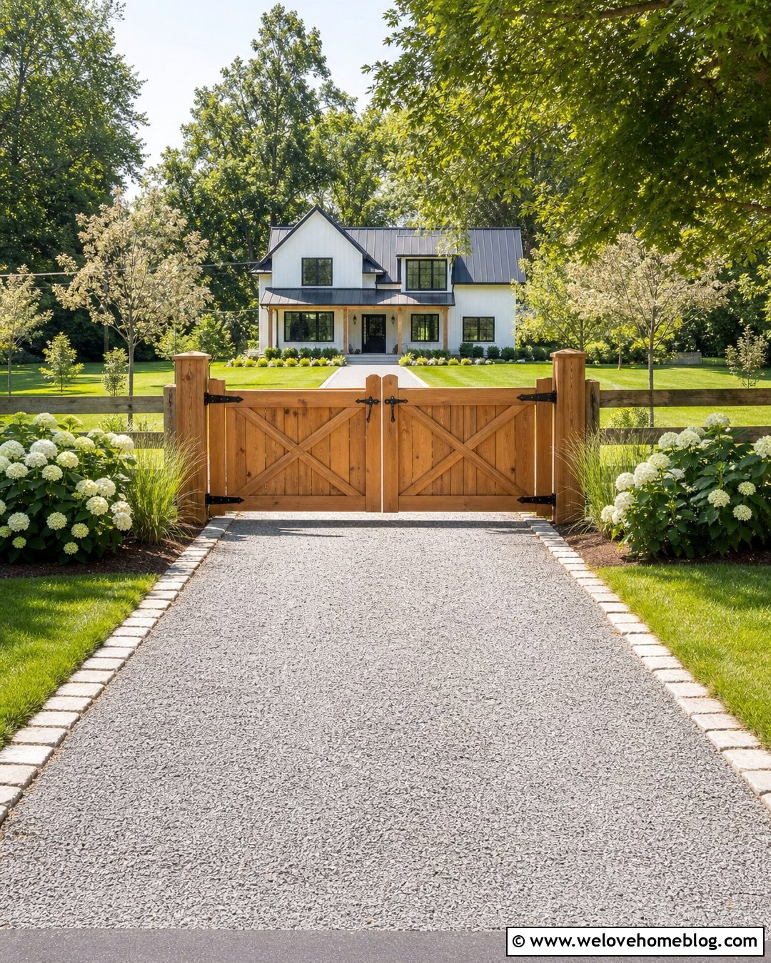 Cedar Wood Driveway Gate With Gravel Driveway - 25 Wood Driveway Gate Ideas