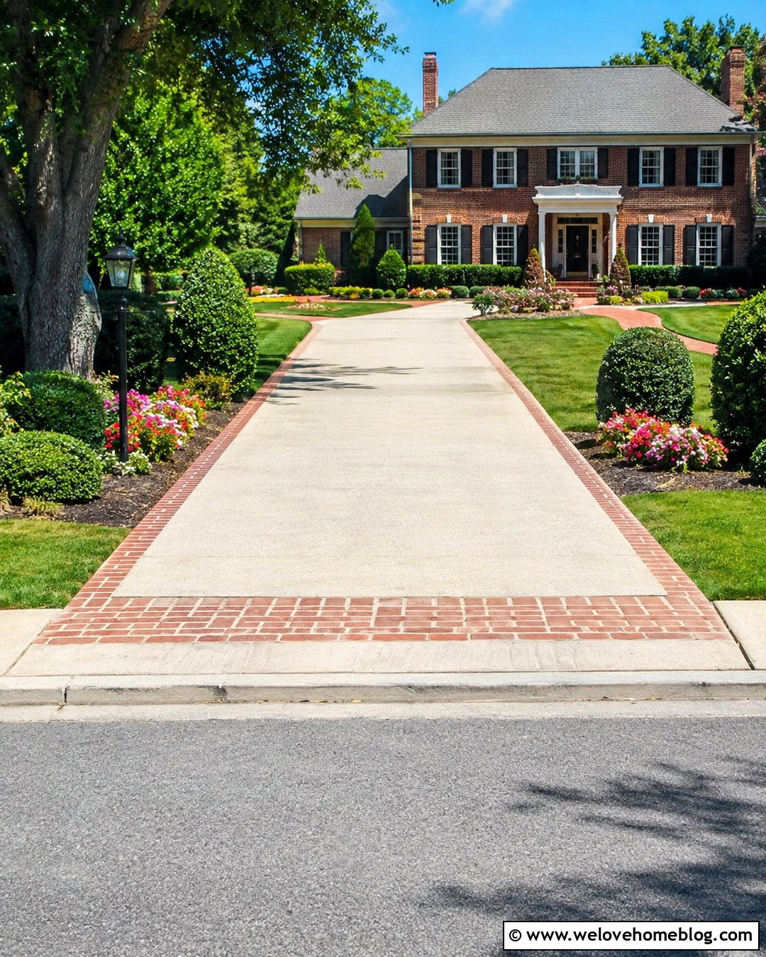 Cement Driveway With Brick Border - 20 Cement Driveway Curb Appeal Ideas