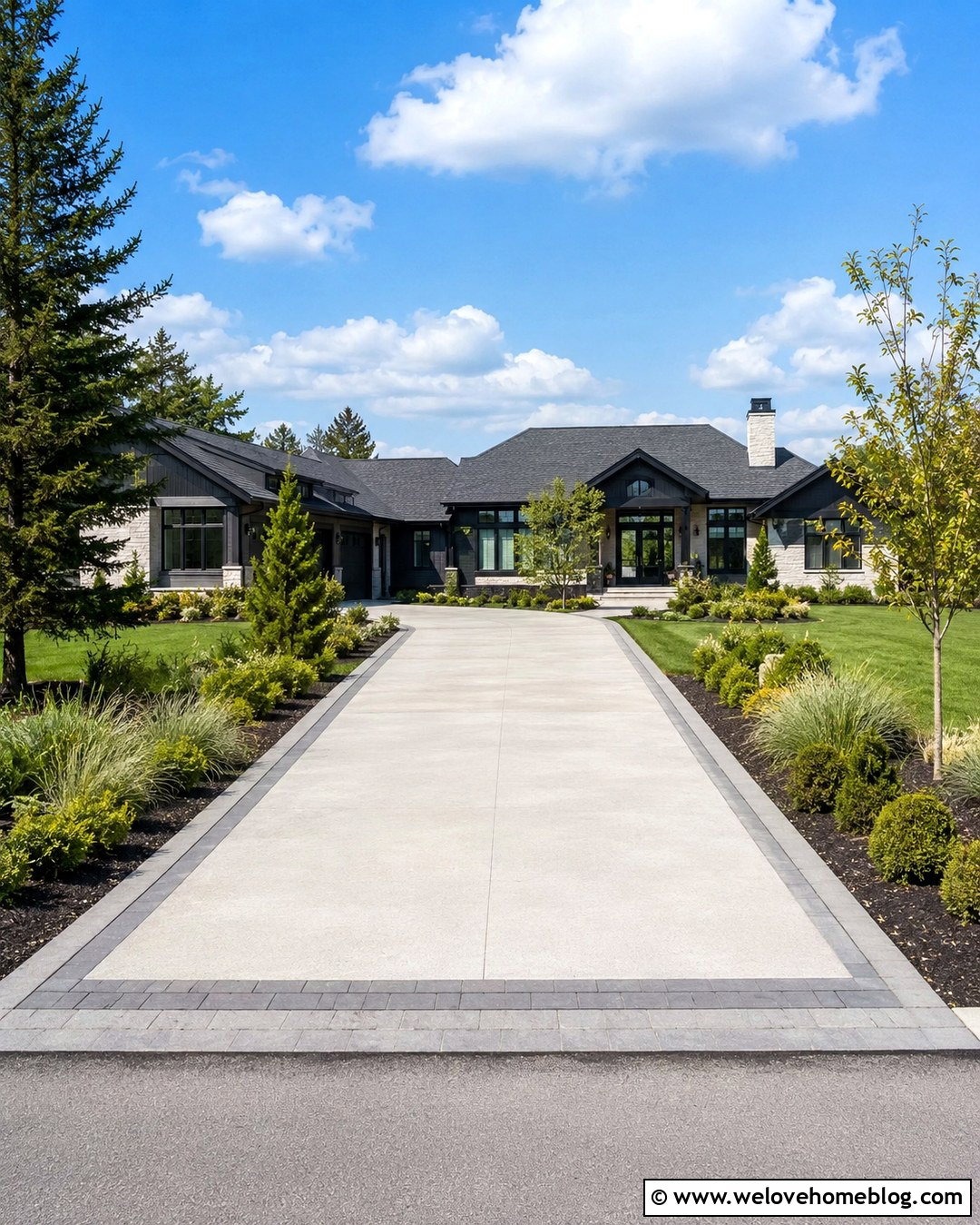 Cement Driveway With Double Paver Border - 20 cement driveway with paver border ideas