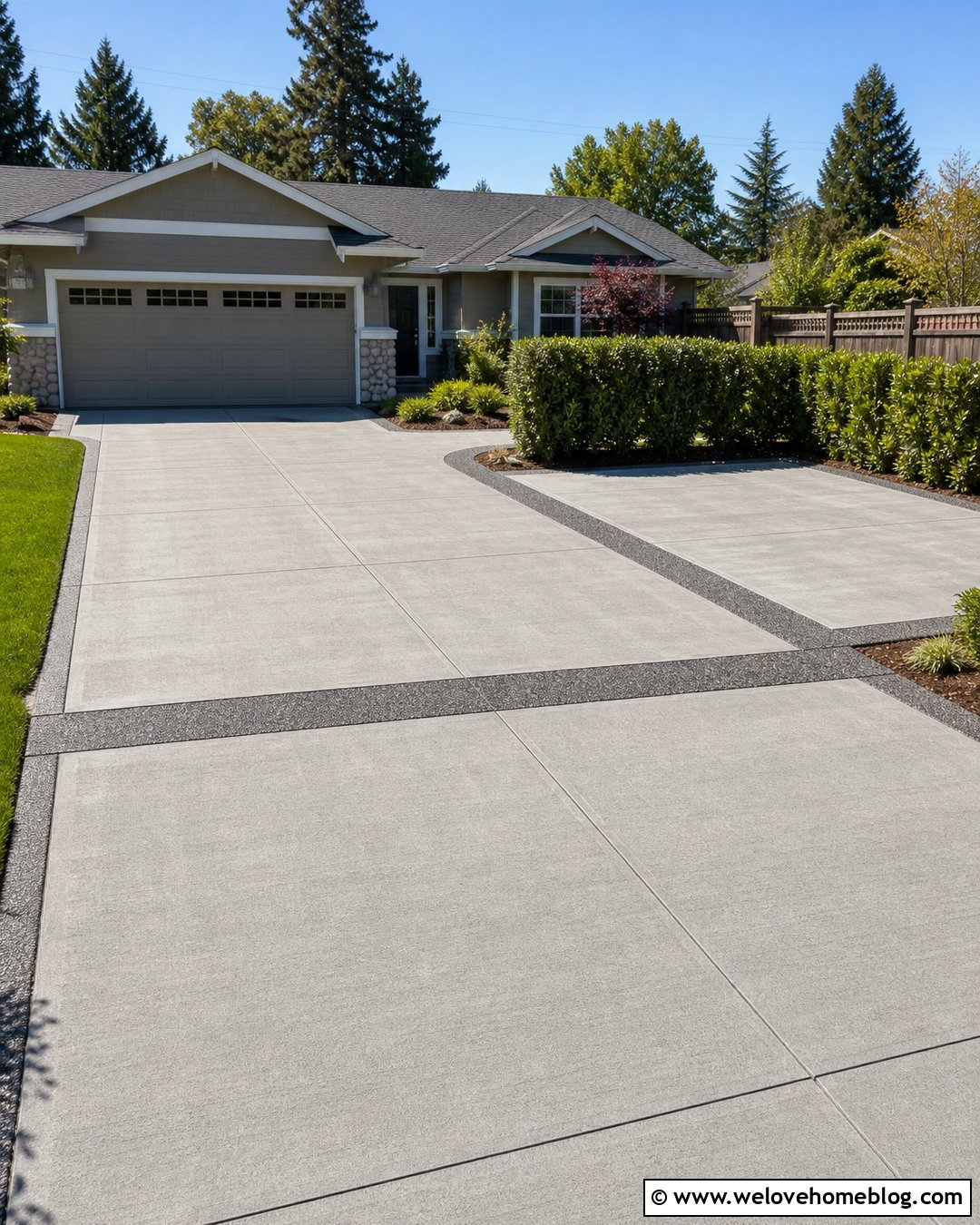 Cement Driveway With Side Parking Pad - 35 Cement Driveway Ideas