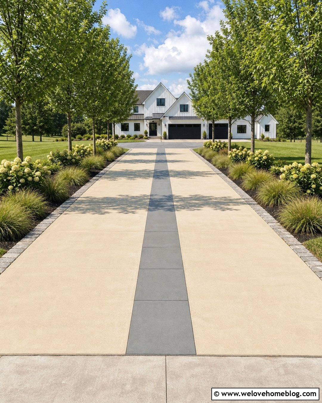 Center Ribbon Driveway Paint With Stone Edging - 30 driveway paint ideas