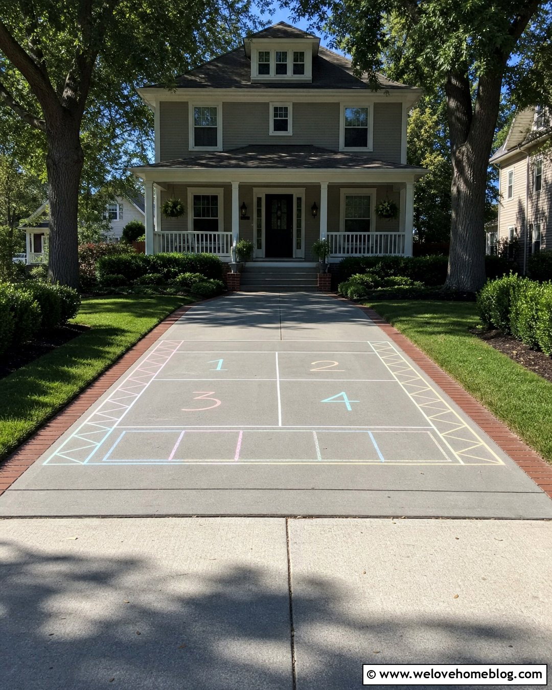 Chalk Driveway Four Square Game - 25 Chalk Driveway Ideas