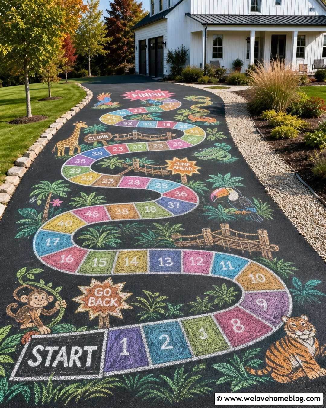 Chalk Driveway Giant Board Game - 25 Chalk Driveway Ideas