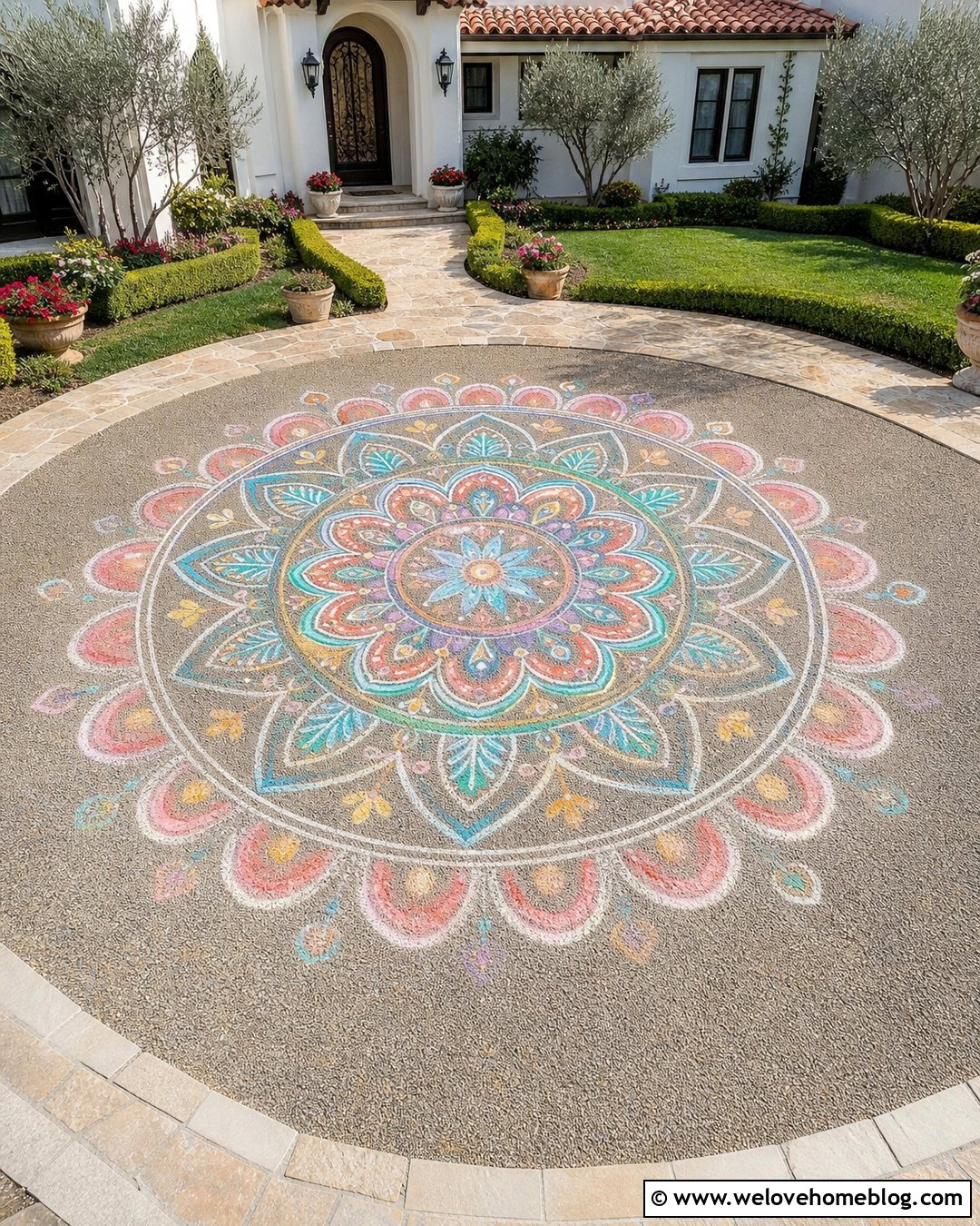 Chalk Driveway Mandala - 25 Chalk Driveway Ideas