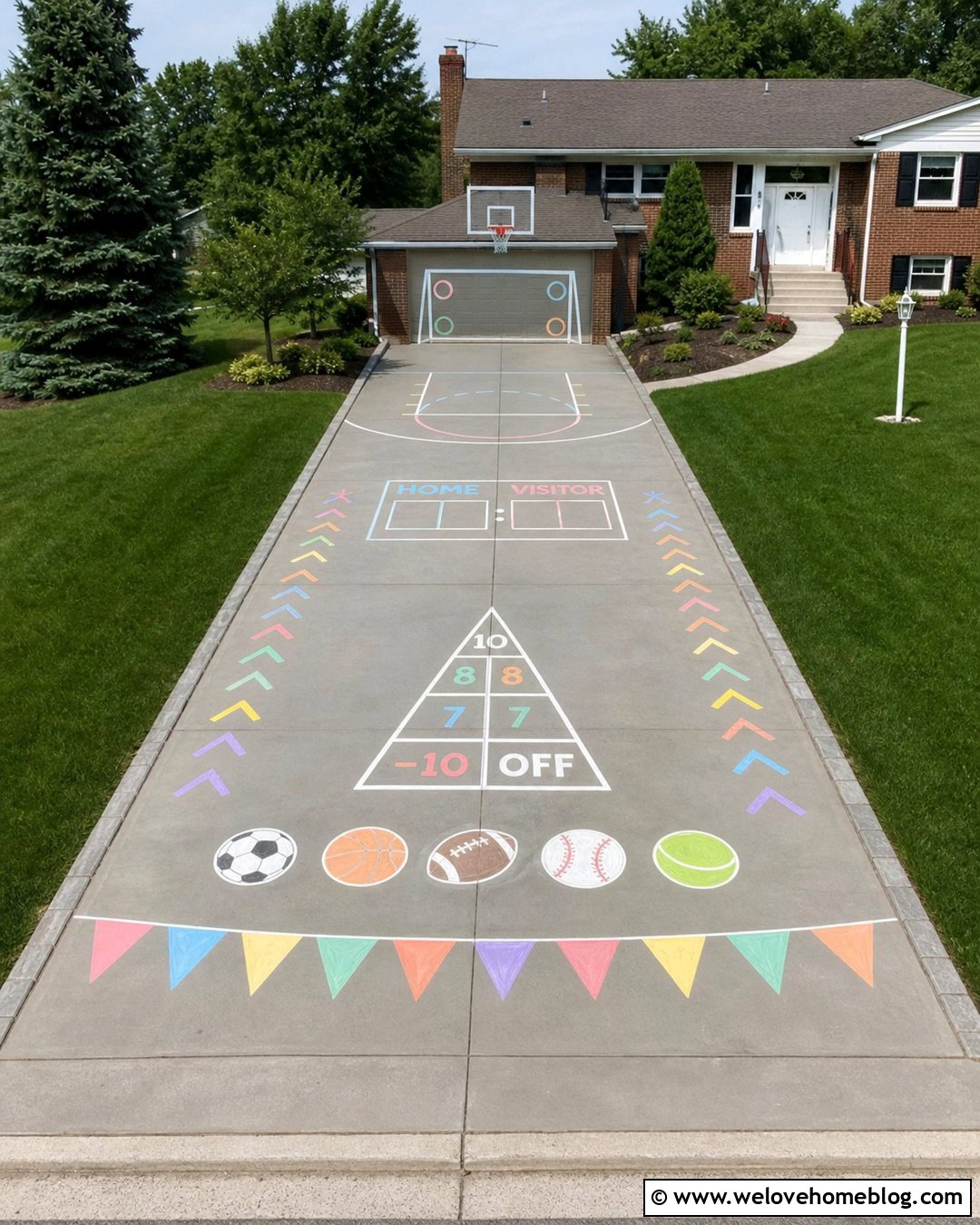 Chalk Driveway Sports Court - 25 Chalk Driveway Ideas