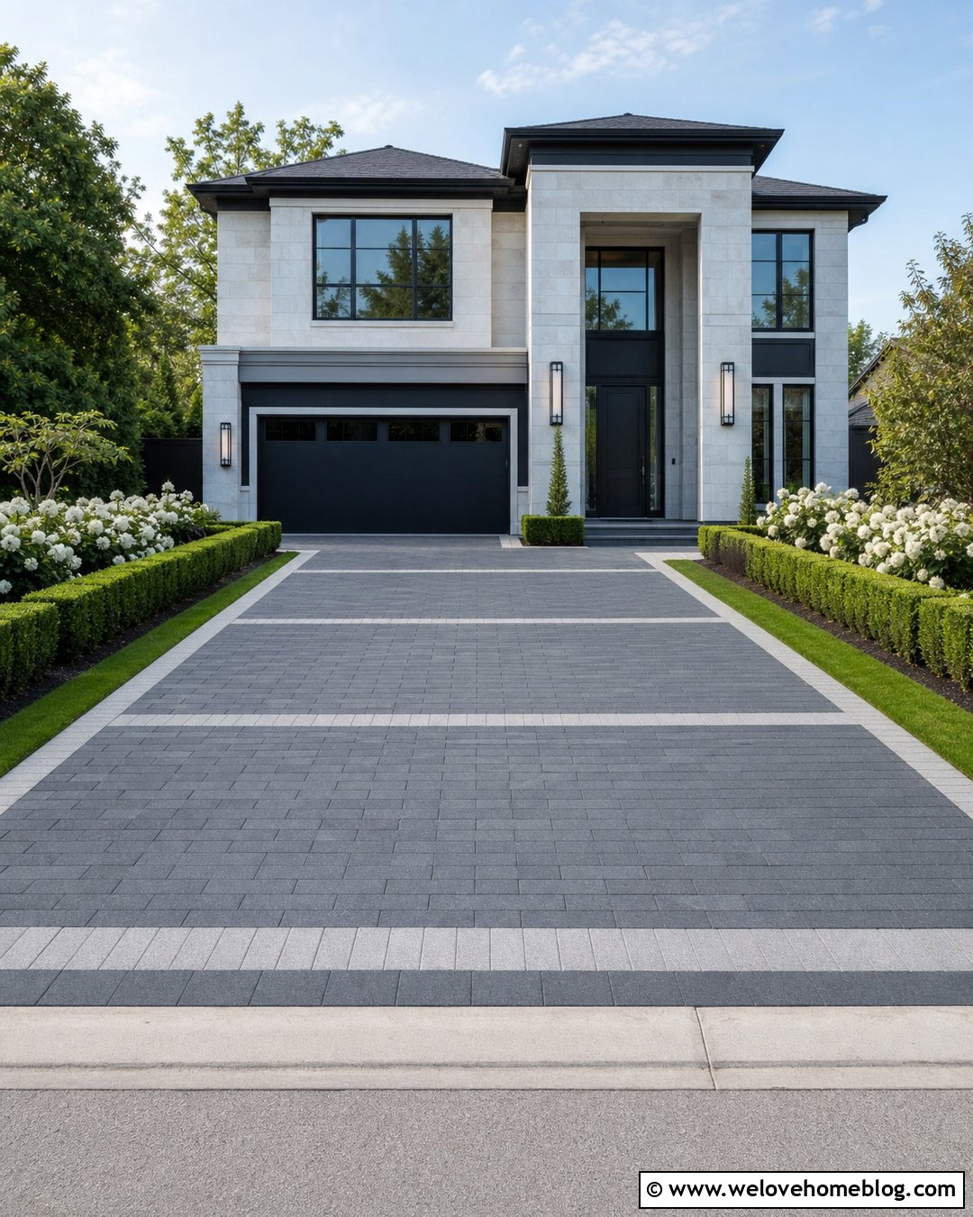 Charcoal Grey Driveway With Light Grey Bands - 20 Charcoal Grey Driveway Ideas