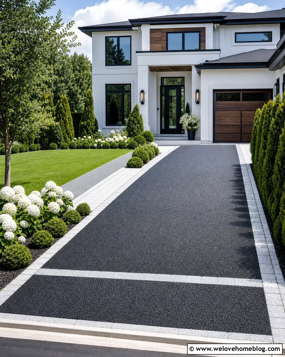Charcoal Grey Driveway With White Stone Border - 20 Charcoal Grey Driveway Ideas