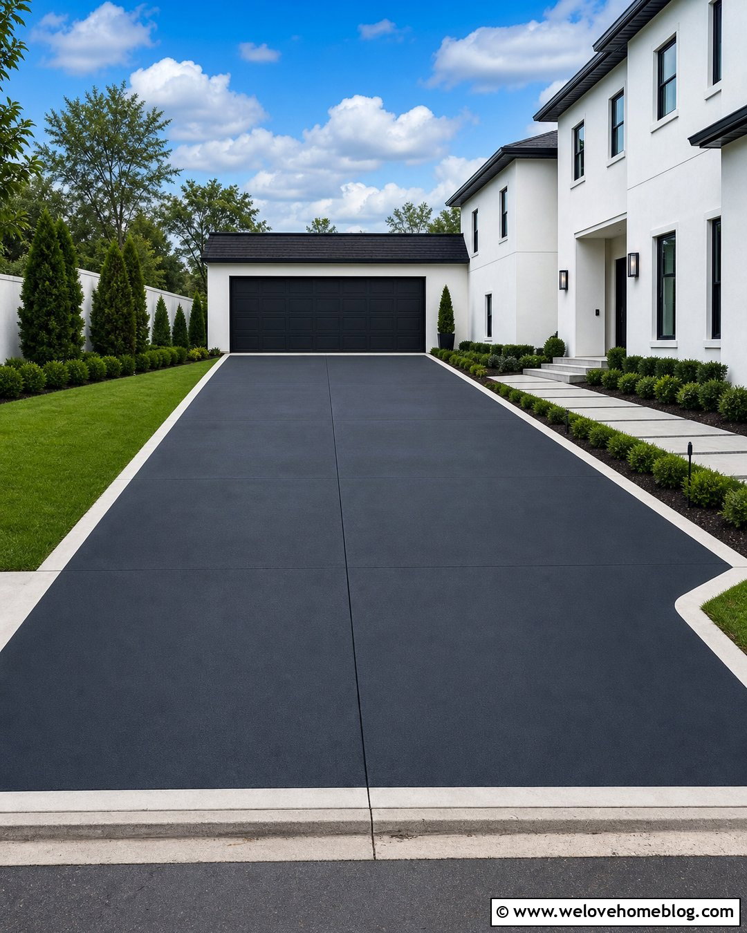 Charcoal Painted Driveway With White Border - 25 paint driveway ideas