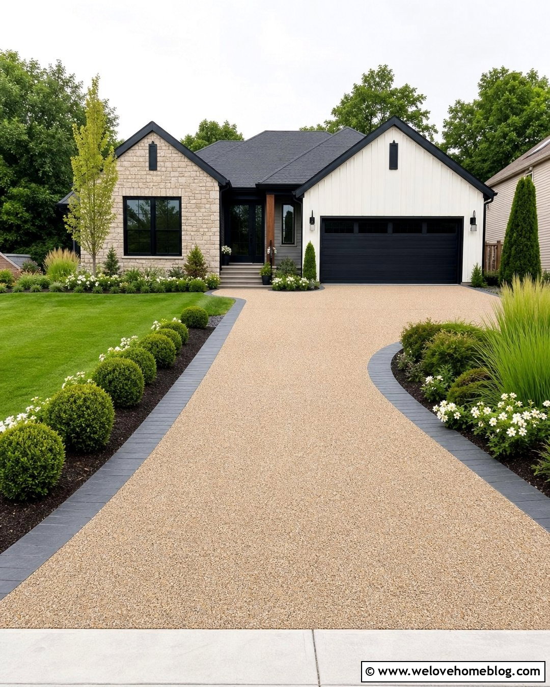 Charcoal Paver Driveway Edging For Resin Gravel - 20 Modern Driveway Edging Ideas