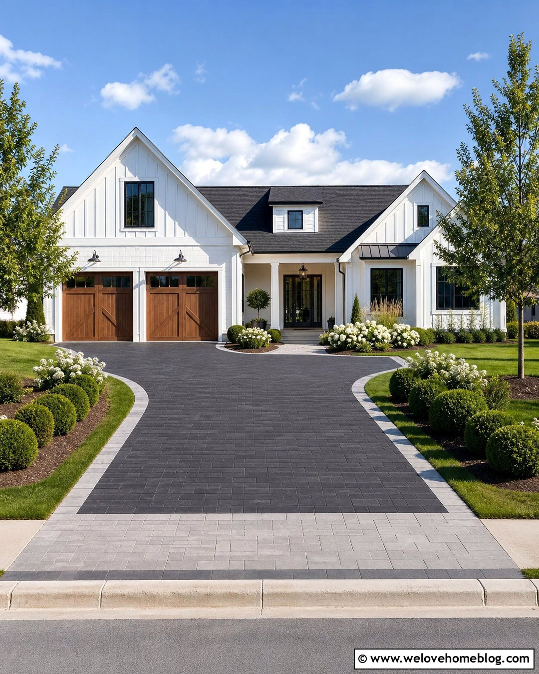 Charcoal Paver Driveway With Light Border - 40 driveway paving ideas