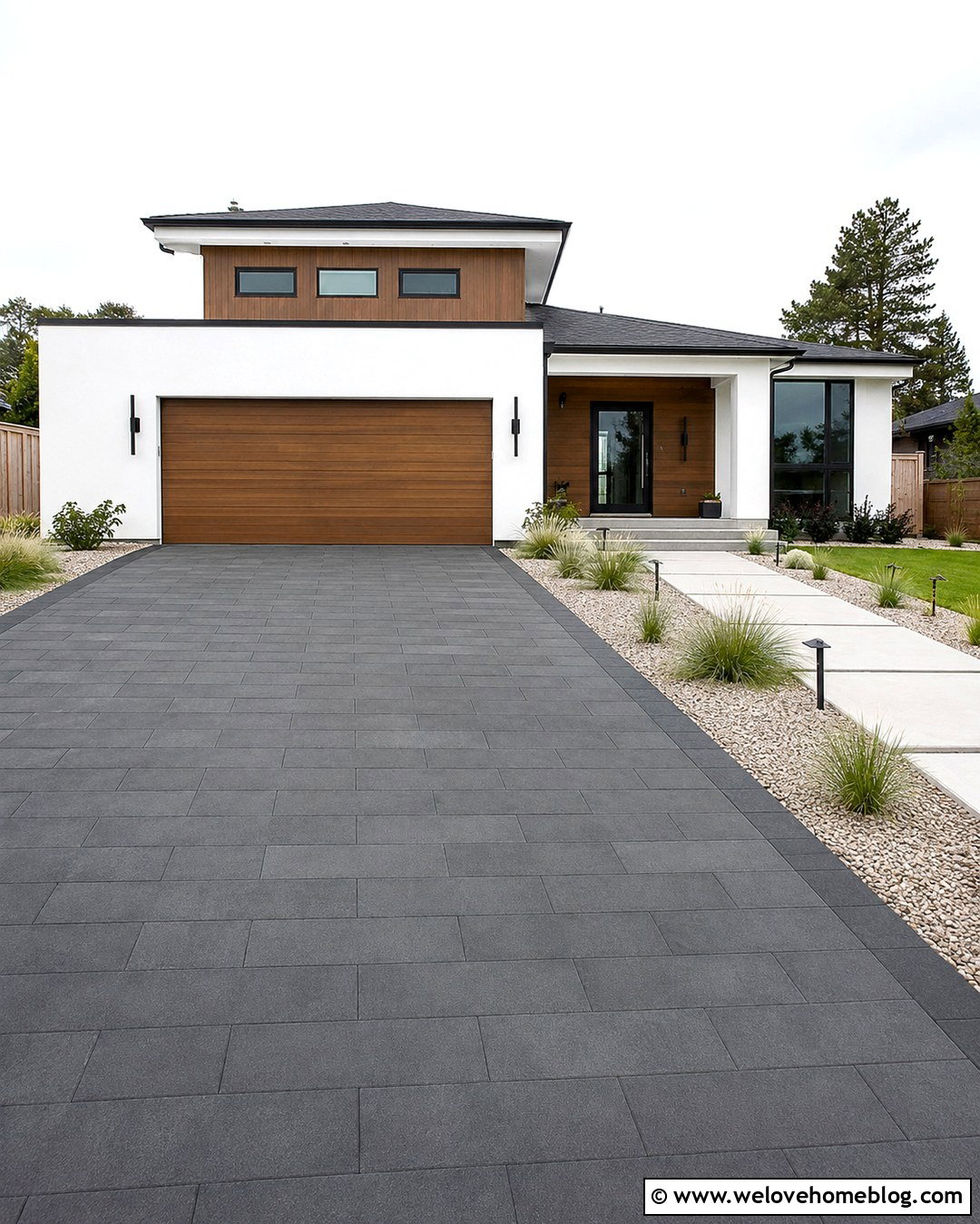 Charcoal Paver Driveway - 20 Choosing Driveway Colors Ideas