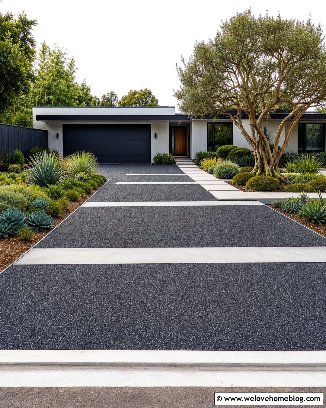 Charcoal Resin Bound Driveway With Concrete Bands - 30 Resin Bound Driveways Ideas