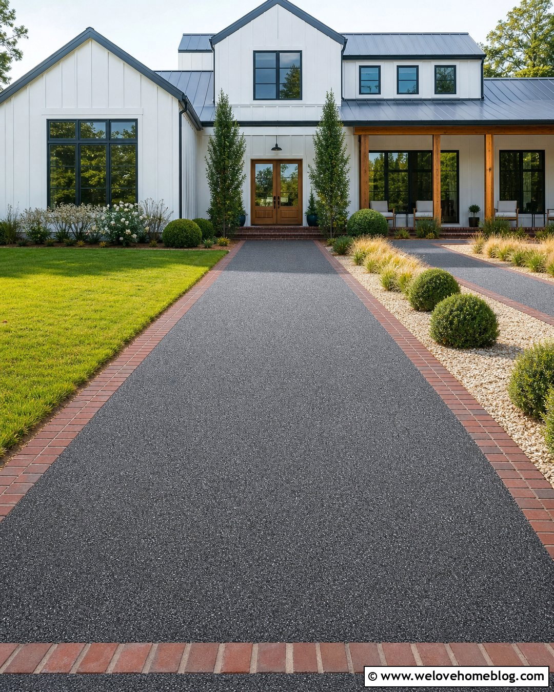 Charcoal Resin Bound Driveway With Red Brick Edging - 20 red brick driveway edging ideas