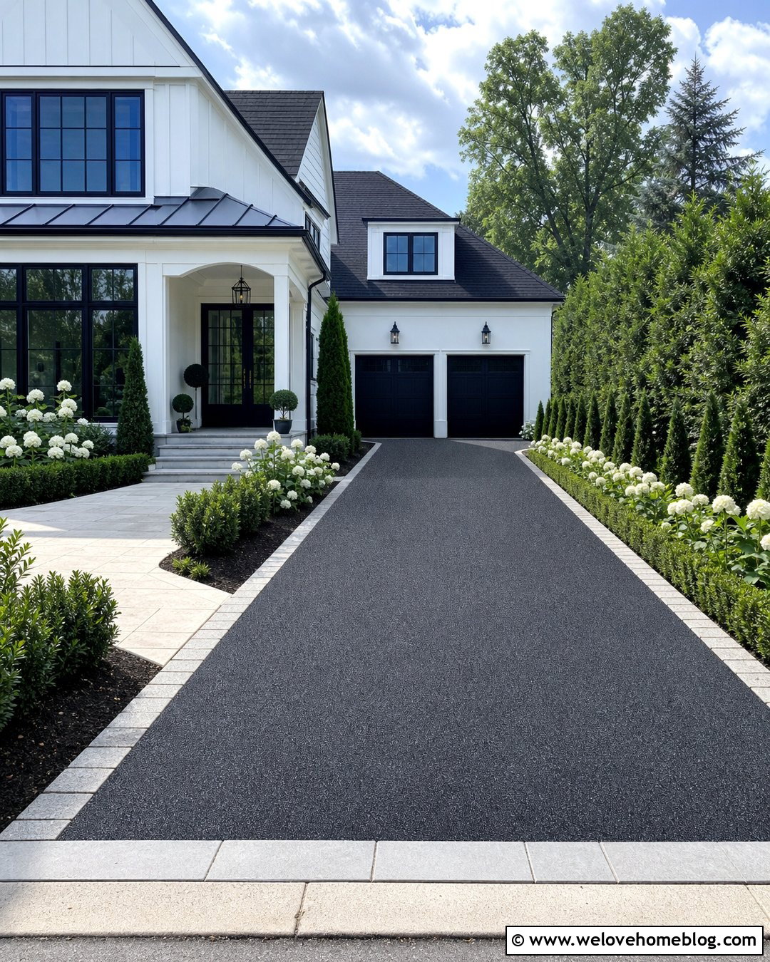 Charcoal Resin Bound Driveway With White House - 20 resin bound driveway ideas