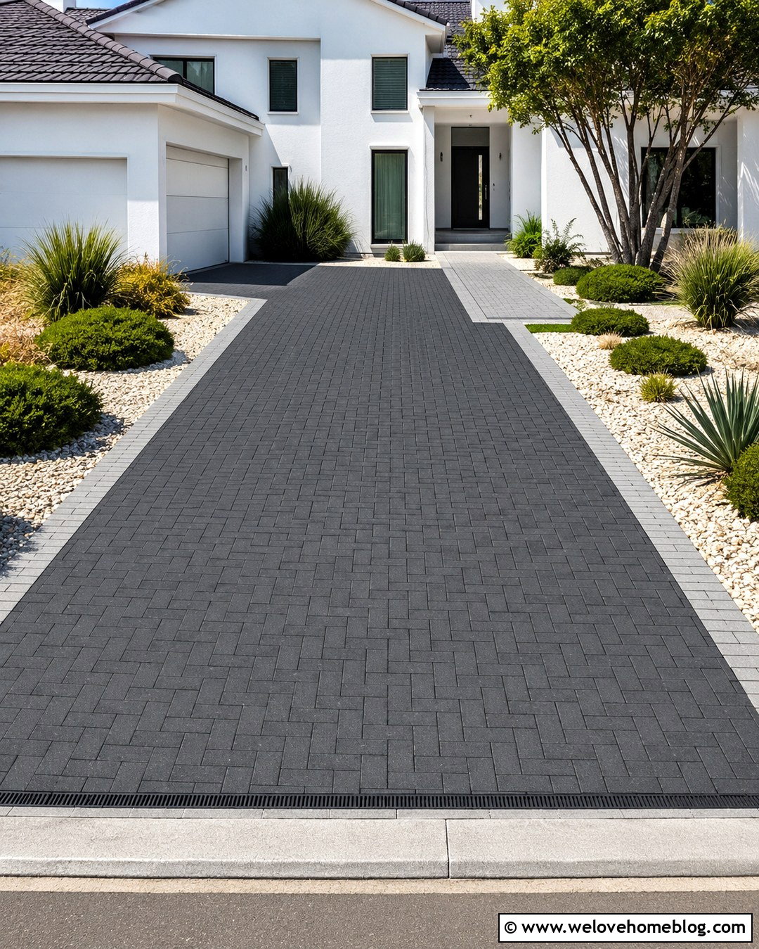 Charcoal Tumbled Block Paving Modern Driveway - 20 Tumbled Block Paving For Driveways & Gardens Ideas