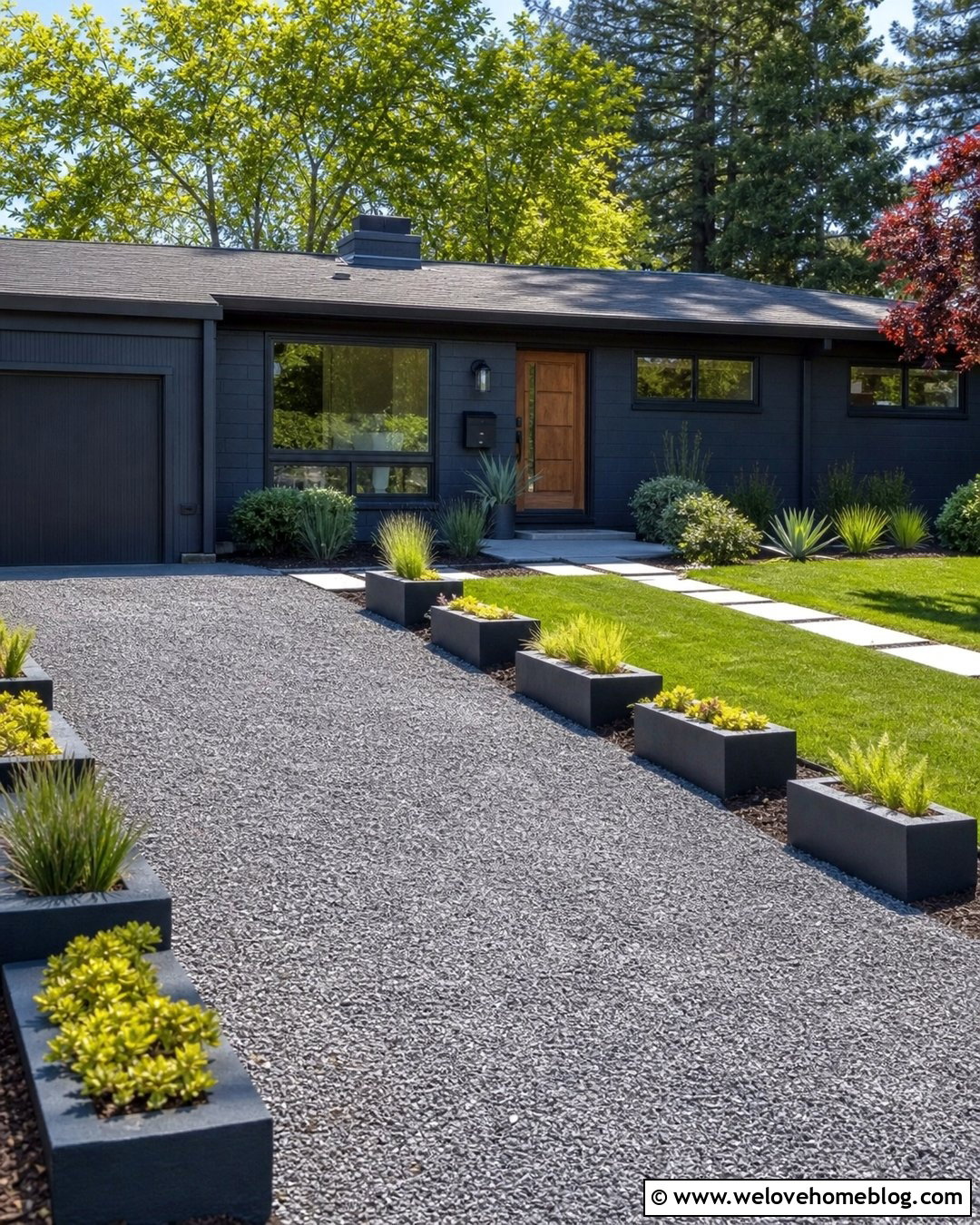 Cheap Gravel Driveway With Cinder Block Planters - 20 cheap gravel driveway ideas