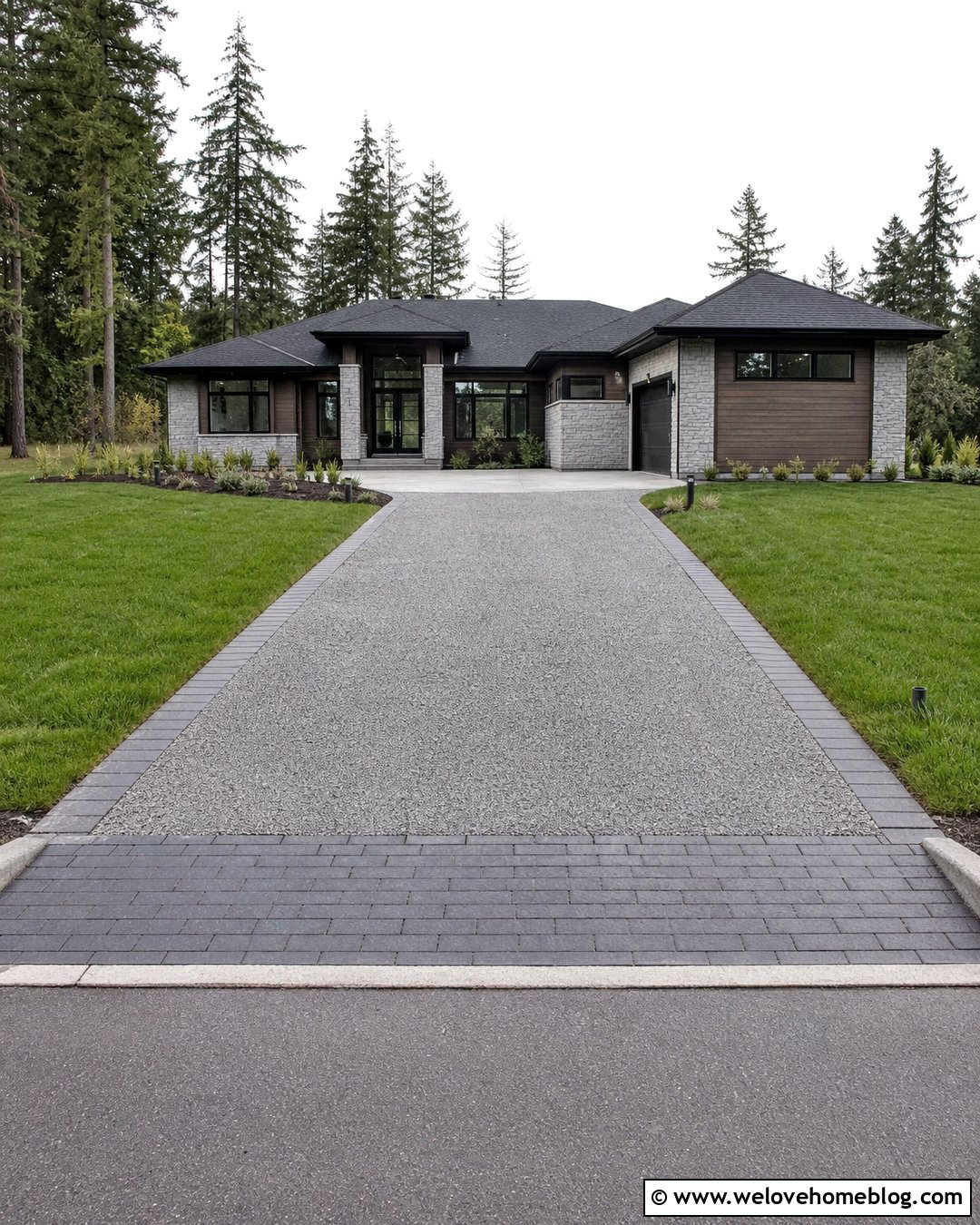 Cheap Gravel Driveway With Concrete Paver Apron - 20 cheap gravel driveway ideas