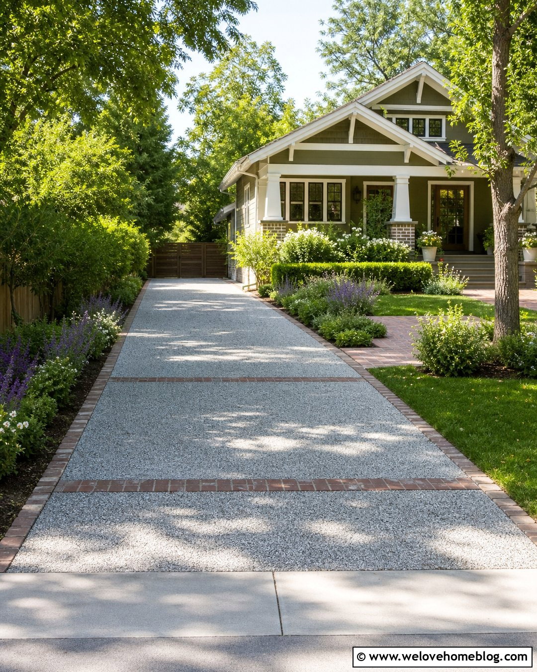 Cheap Gravel Driveway With Reclaimed Brick Ribbons - 20 cheap gravel driveway ideas