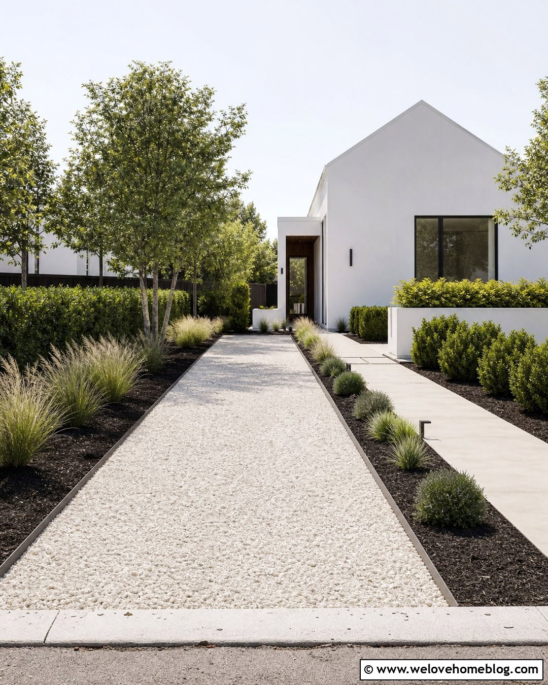 Cheap White Gravel Driveway With Black Metal Edging - 20 cheap gravel driveway ideas