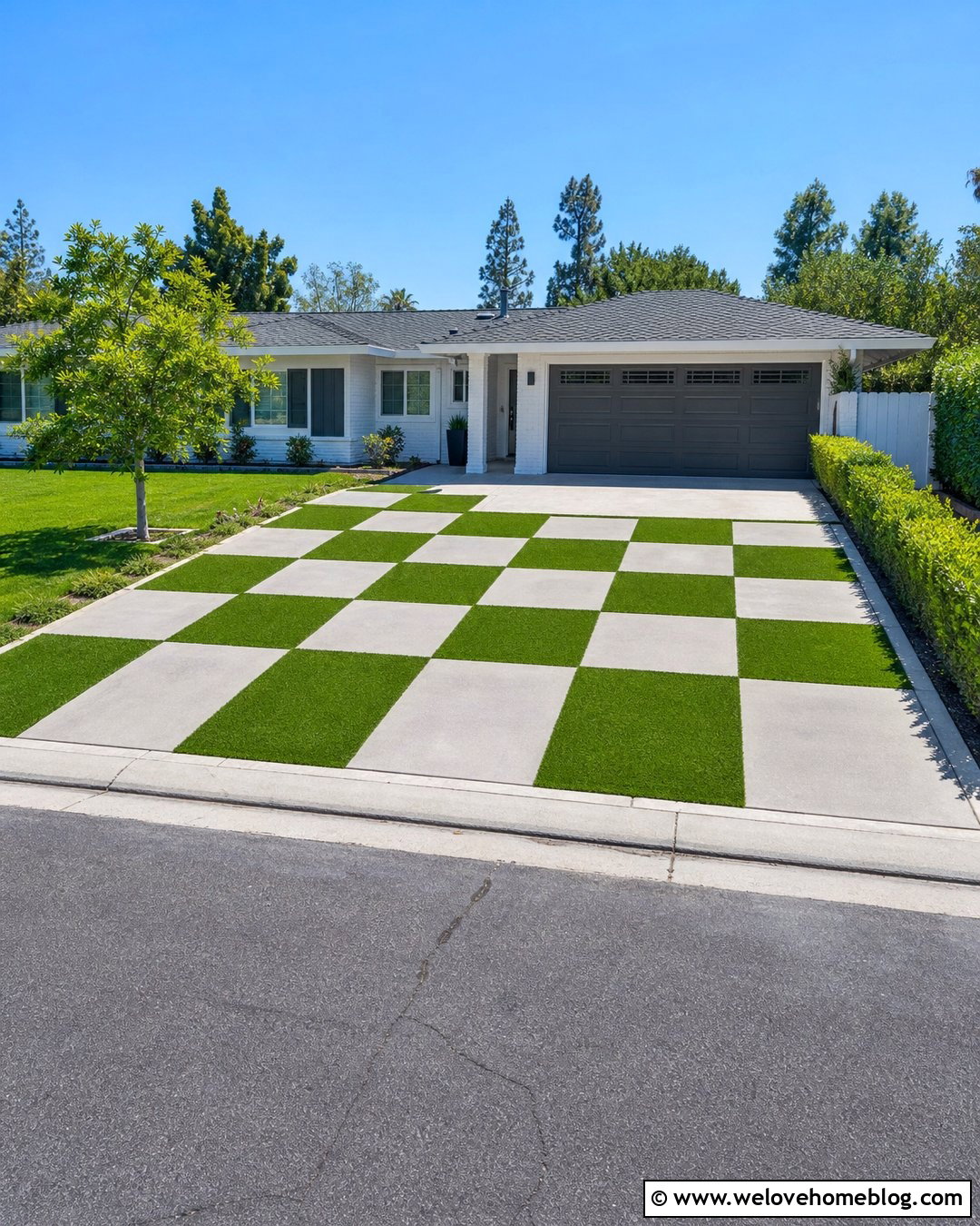Checkerboard Driveway Squares With Grass - 20 Driveway Squares Ideas