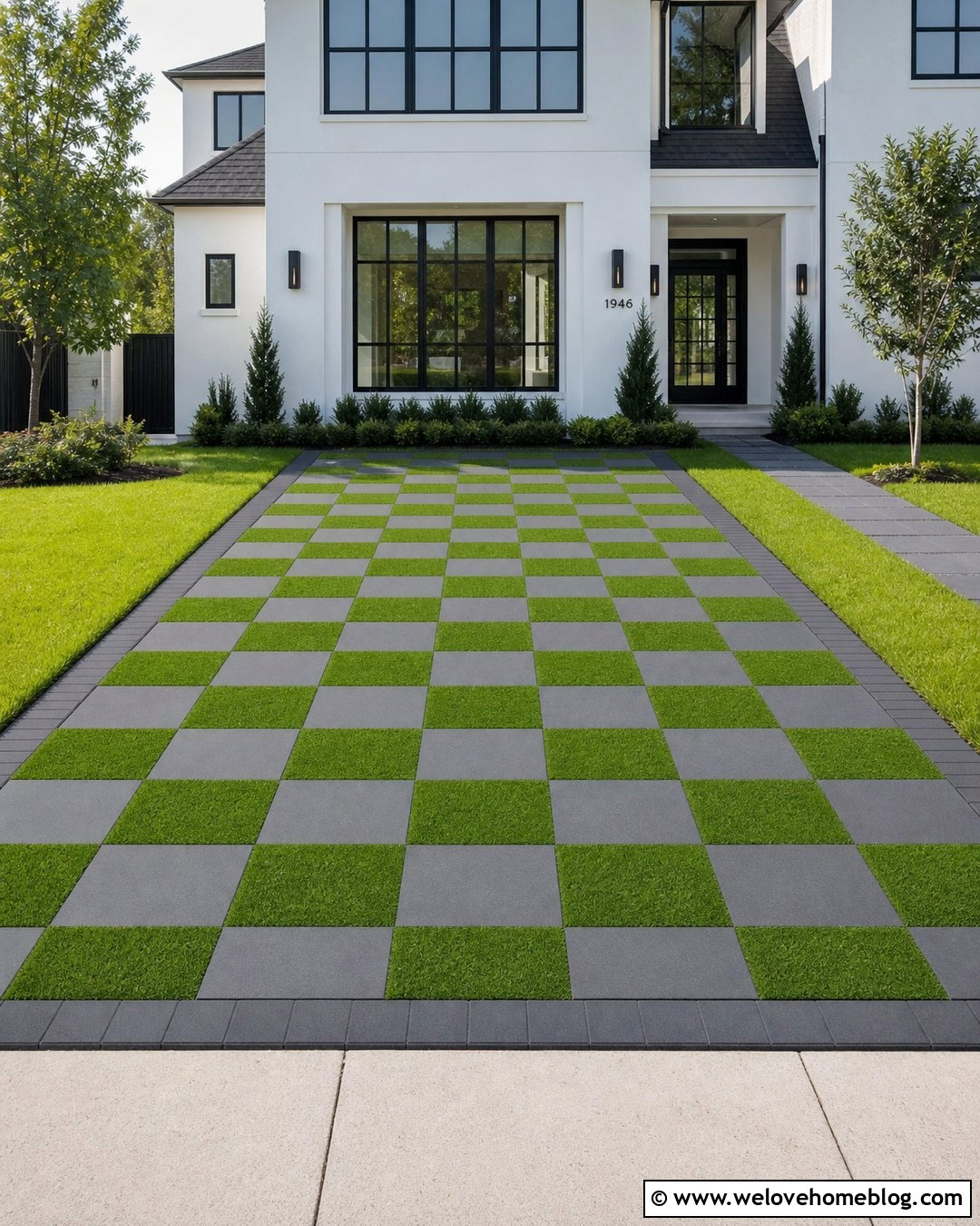 Checkerboard Grass Pattern Driveway - 20 grass pattern driveway ideas