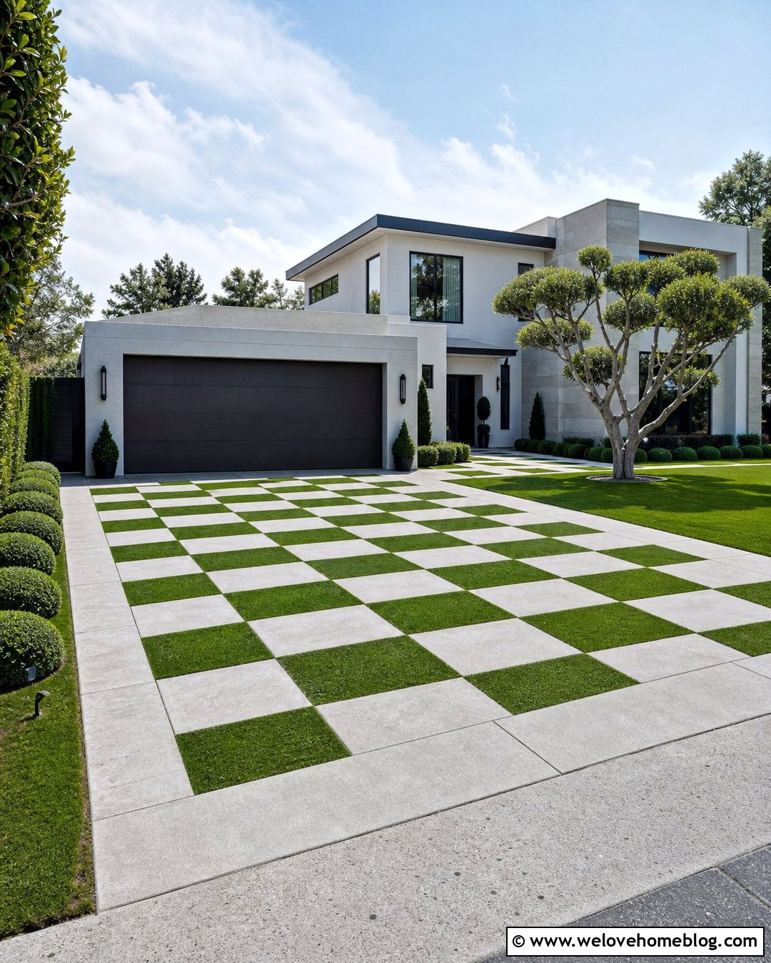 Checkerboard Grass Paver Driveway - 45 grass pavers driveway ideas